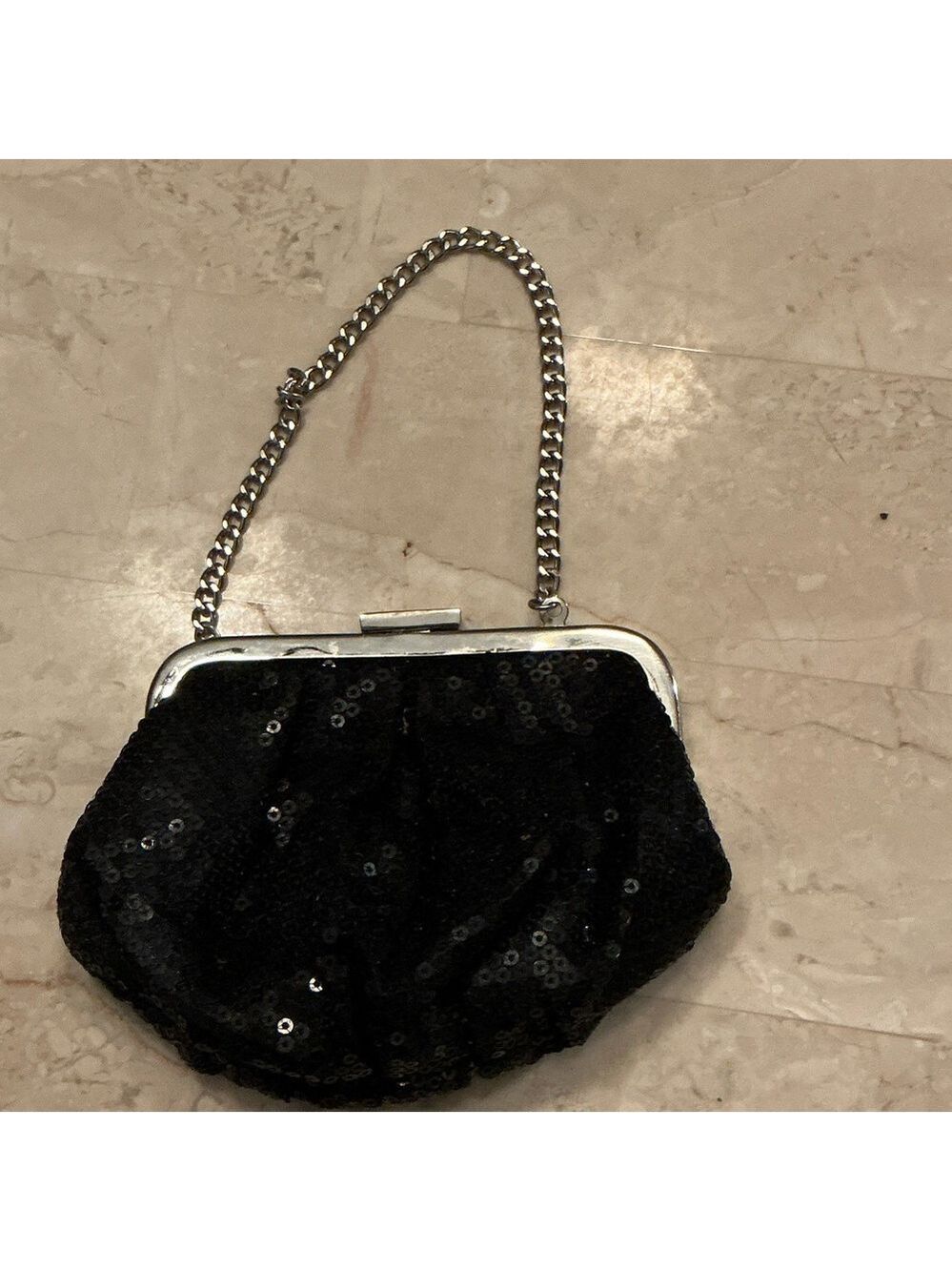 VINTAGE WHITE HOUSE BLACK MARKET MINI BLACK SEQUIN EVENING BAG